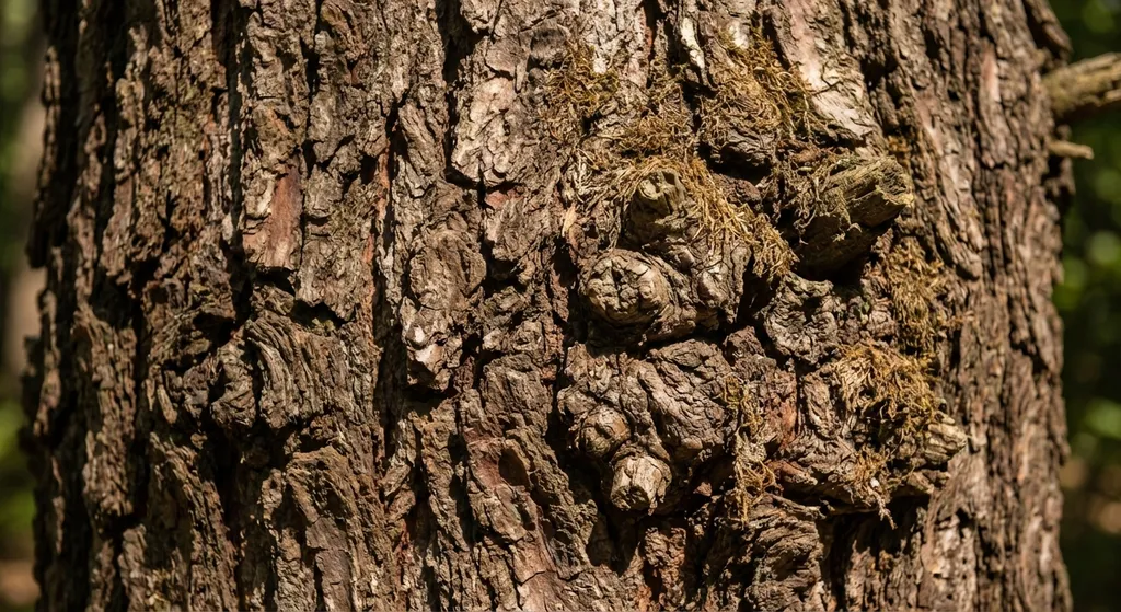 a brown tree bark that feels rough and bumpy