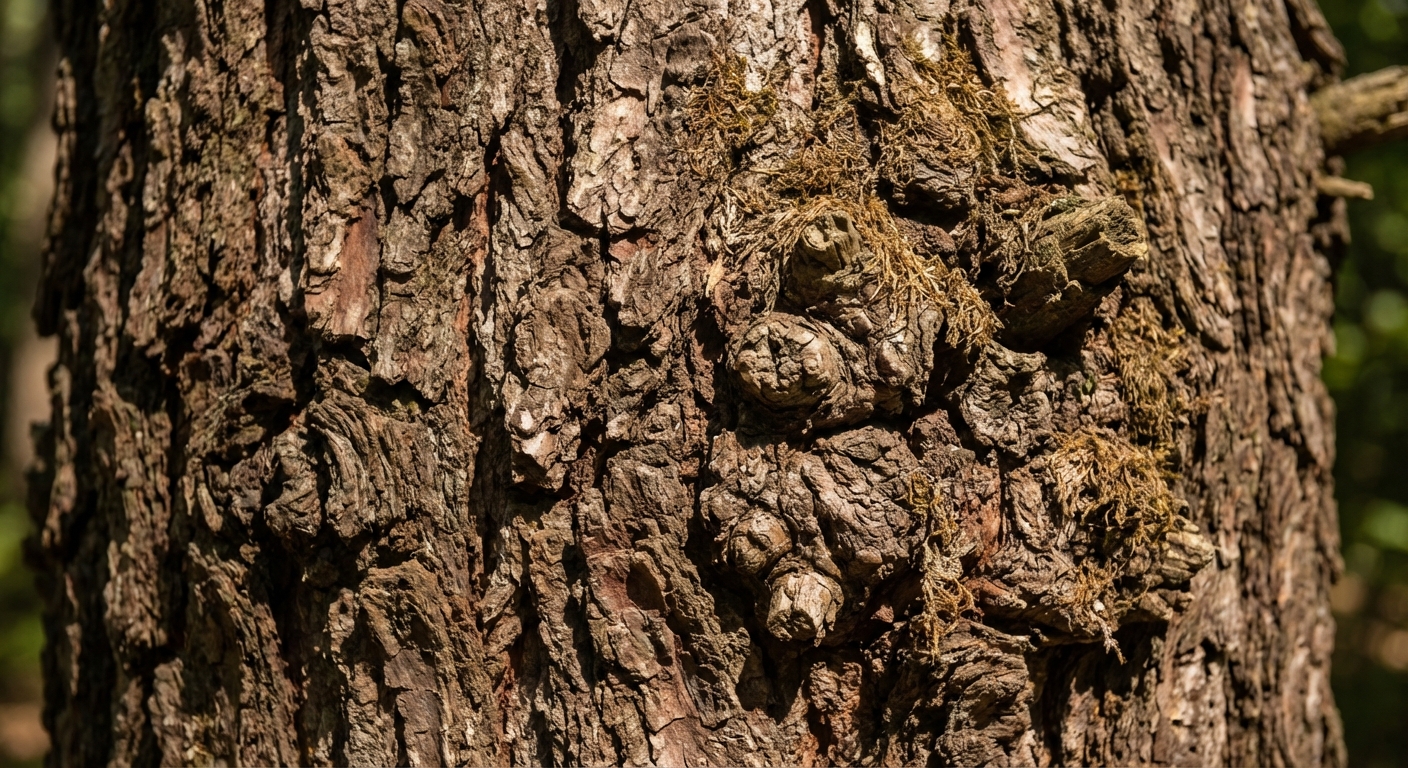 a brown tree bark that feels rough and bumpy