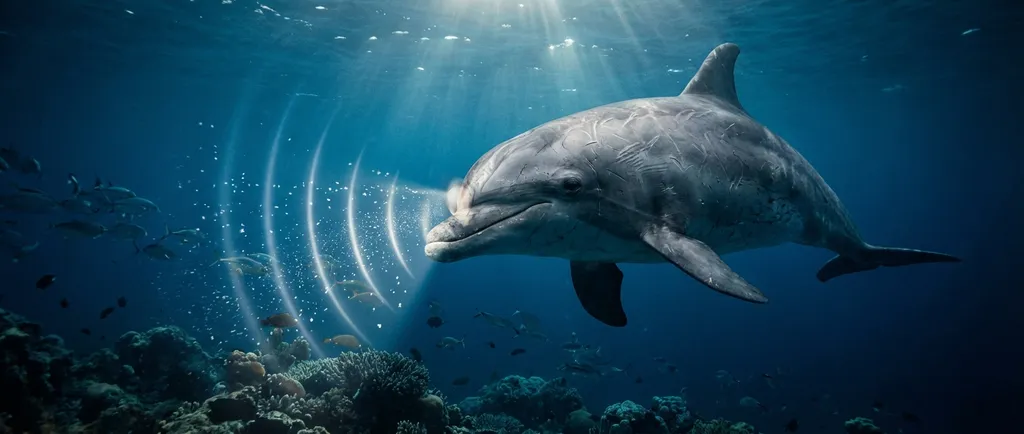 a dolphin using echolocation in the ocean