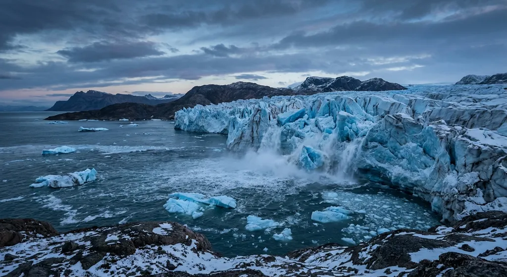a glacier melting into the ocean