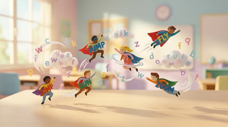 Illustration for 🚀 Action Words: the Superheroes of Sentences