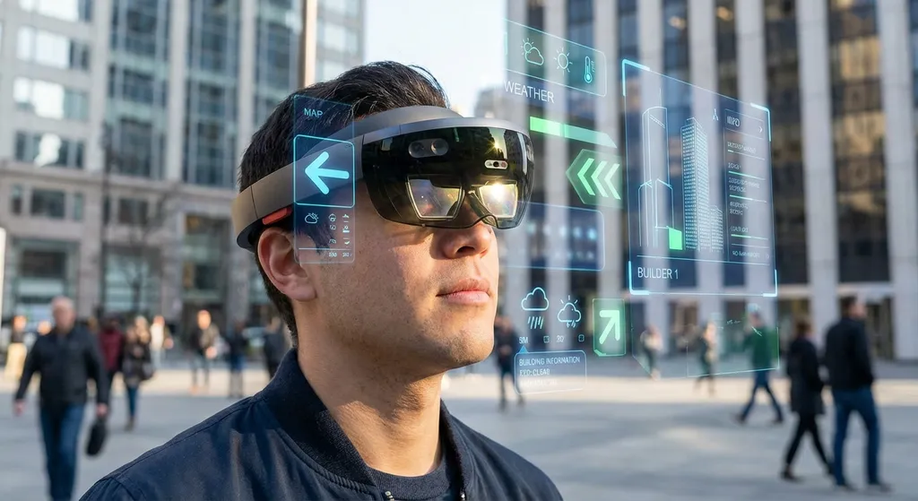 AR headset overlaying digital data onto real world