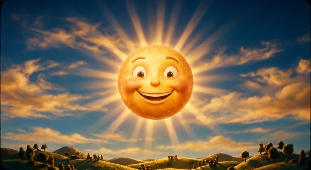 Cartoon sun smiling brightly