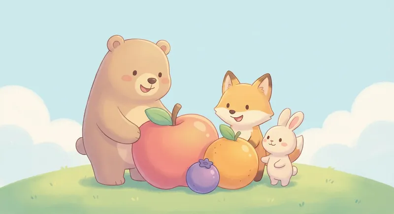 Comparing Sizes learning scene, Comparing Sizes learning scene filled with curiosity and joy, gentle pastel illustration designed for ages 3-4, rounded shapes, caring expressions, text-free illustration with clean unmarked background, balanced composition, soft cinematic lighting, harmonious color palette, inviting and joyful mood