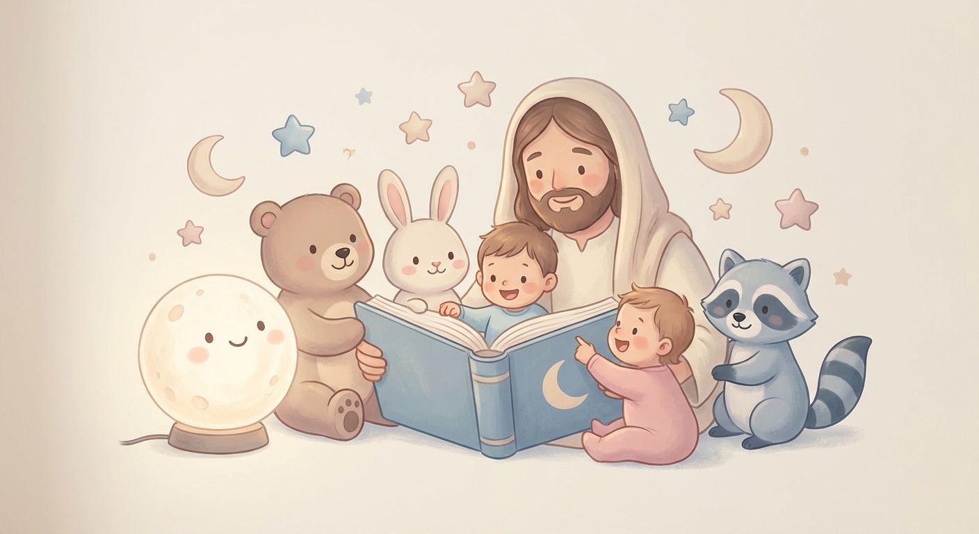 Dreamy Bedtime Stories learning scene, Dreamy Bedtime Stories learning scene filled with curiosity and joy, gentle pastel illustration designed for ages 3-4, rounded shapes, caring expressions, text-free illustration with clean unmarked background, balanced composition, soft cinematic lighting, harmonious color palette, inviting and joyful mood