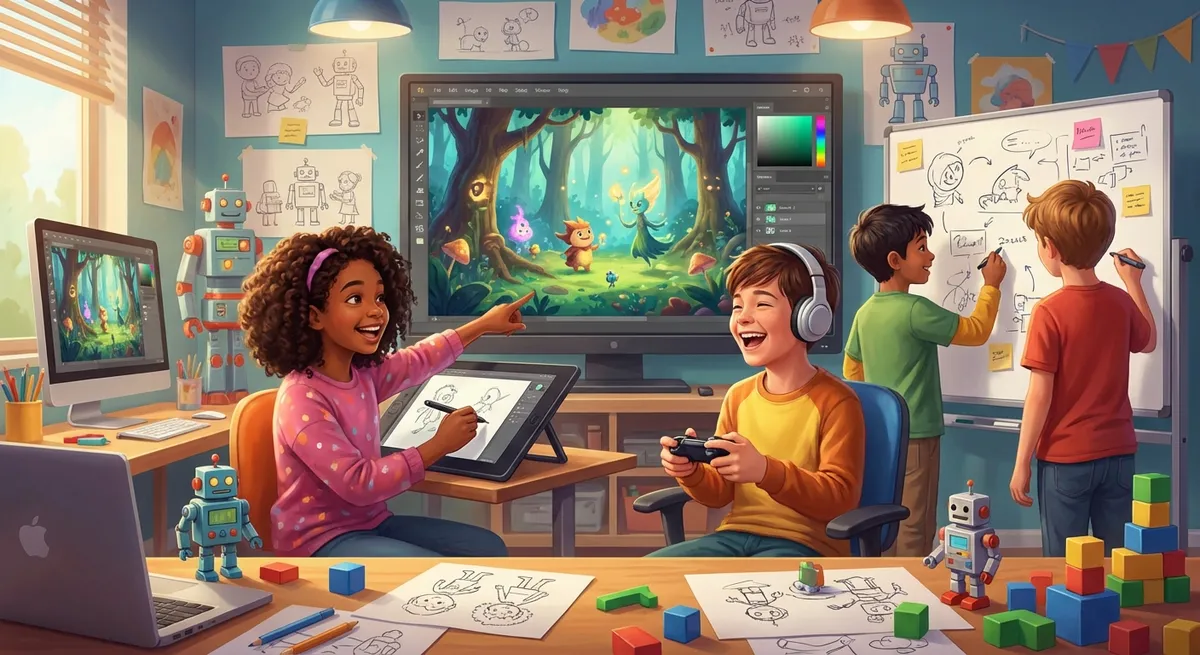 Illustration for 🎮 How Video Games Are Made: A Kid’s Guide to Game Design