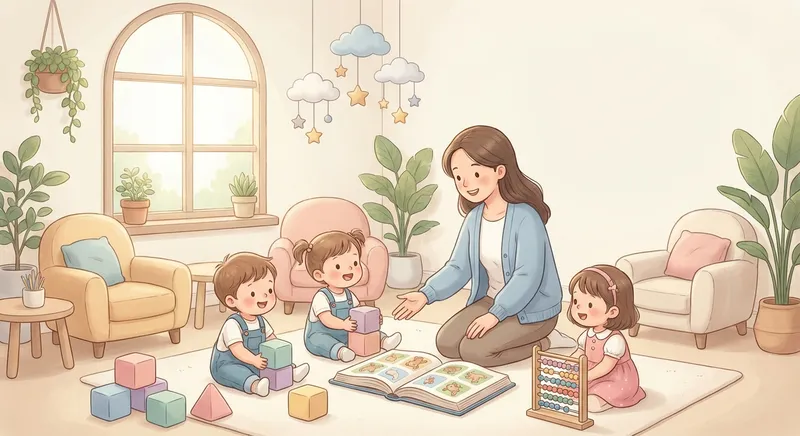 Kind learning scene, Kind learning scene filled with curiosity and joy, gentle pastel illustration designed for ages 3-4, rounded shapes, caring expressions, text-free illustration with clean unmarked background, balanced composition, soft cinematic lighting, harmonious color palette, inviting and joyful mood