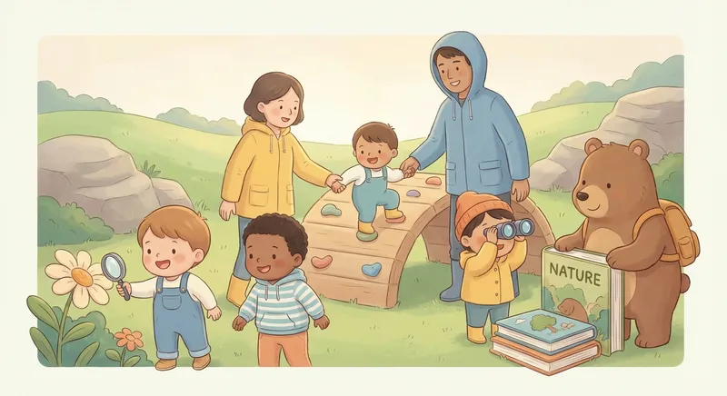 Let s Go Climbing Outdoors learning scene, Let s Go Climbing Outdoors learning scene filled with curiosity and joy, gentle pastel illustration designed for ages 3-4, rounded shapes, caring expressions, text-free illustration with clean unmarked background, balanced composition, soft cinematic lighting, harmonious color palette, inviting and joyful mood