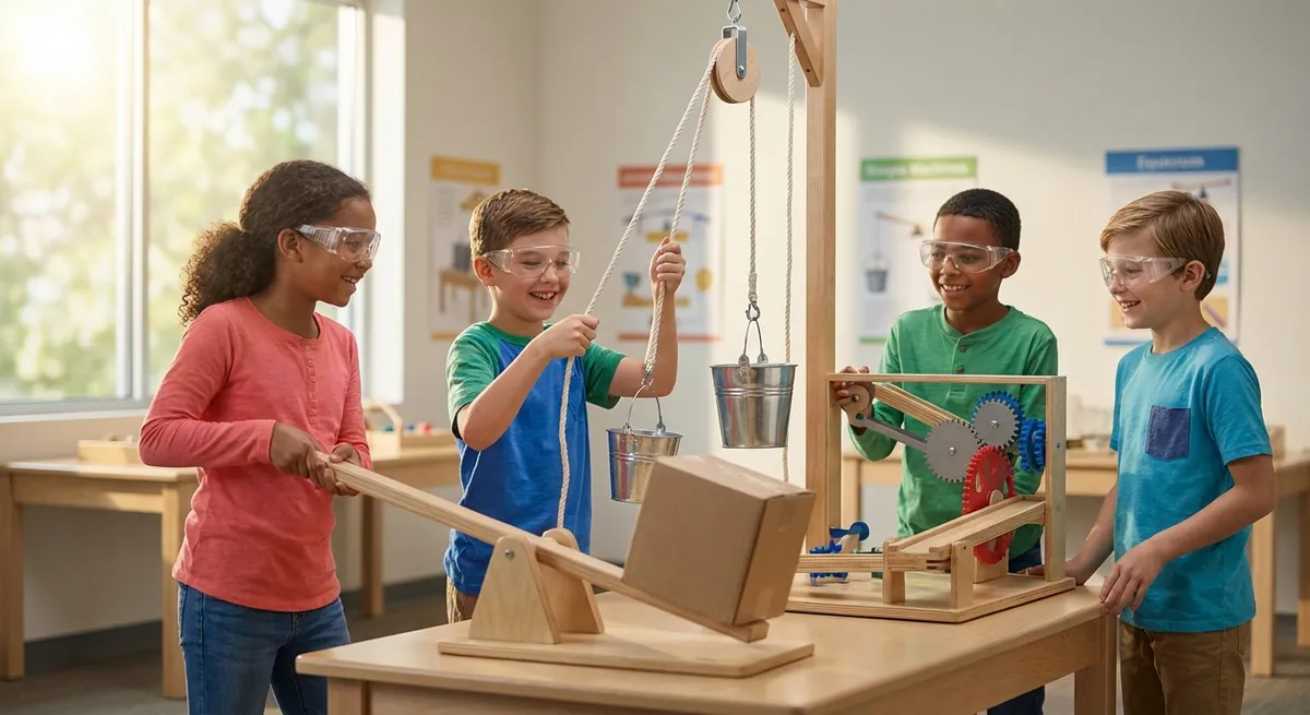 Illustration for 🎢 Levers & Pulleys: Simple Machines That Make Work Easier