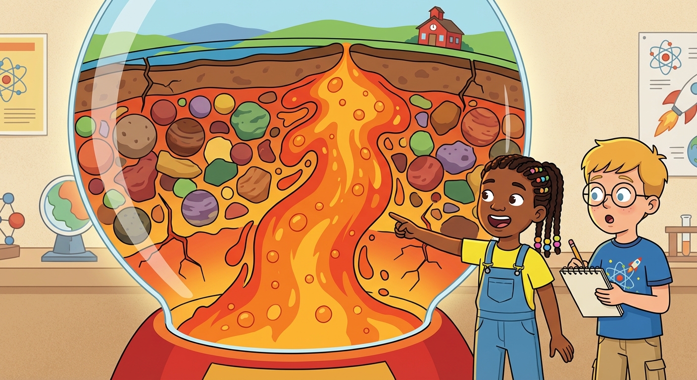 magma rising inside the Earth illustration