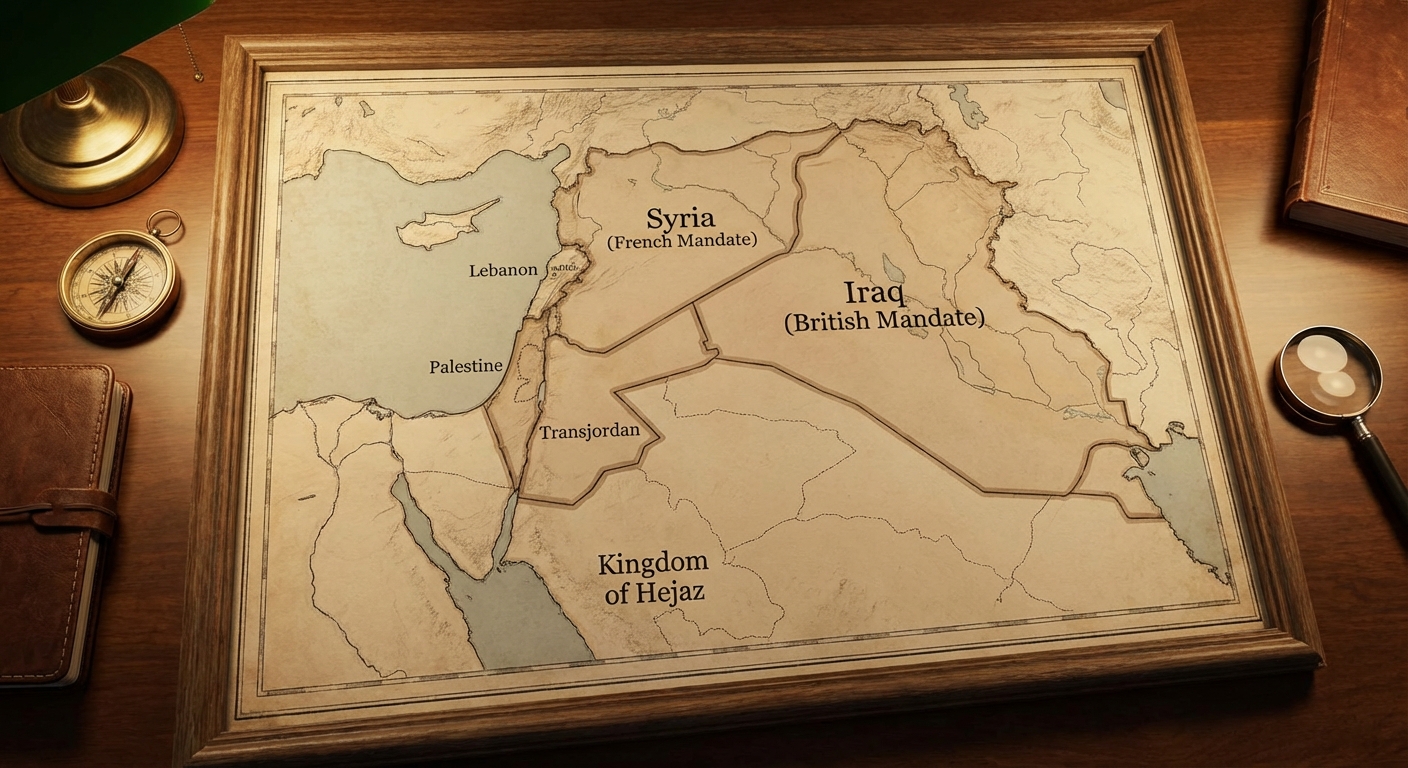 map of the middle east after world war 1 showing new countries