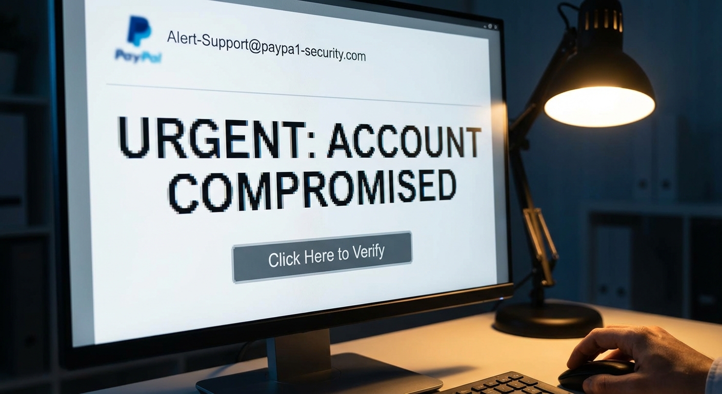 screenshot of a fake phishing email