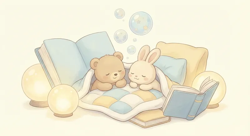 Sleepy learning scene, Sleepy learning scene filled with curiosity and joy, gentle pastel illustration designed for ages 3-4, rounded shapes, caring expressions, text-free illustration with clean unmarked background, balanced composition, soft cinematic lighting, harmonious color palette, inviting and joyful mood