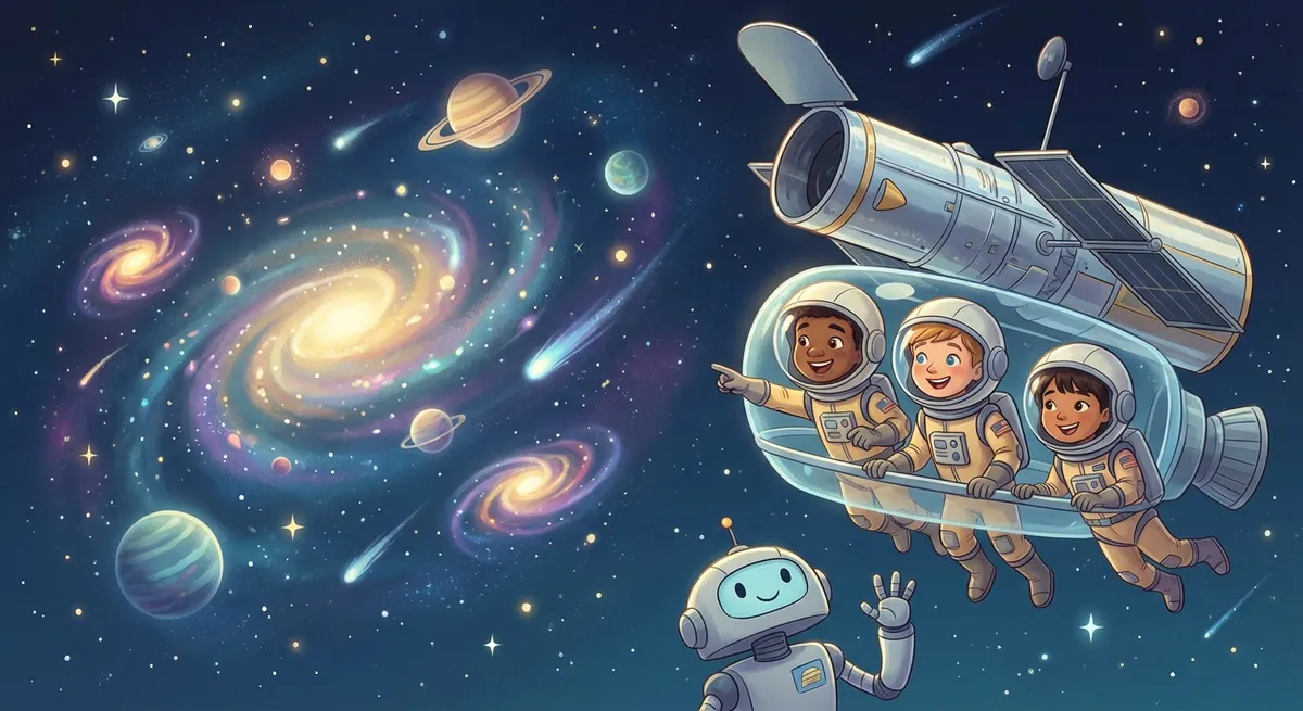 Illustration for 🌌 The Hubble Space Telescope: Our Cosmic Window