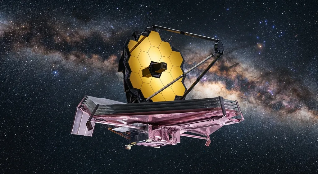 the James Webb Space Telescope floating in space