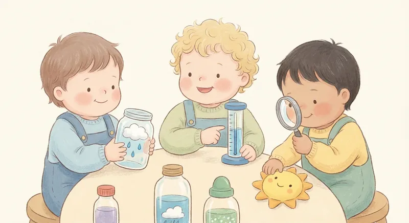Weather Changes learning scene, Weather Changes experiment underway, curious kids collaborating, gentle pastel illustration designed for ages 3-4, rounded shapes, caring expressions, text-free illustration with clean unmarked background, balanced composition, soft cinematic lighting, harmonious color palette, inviting and joyful mood