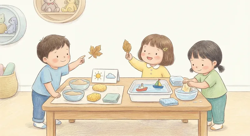 Wet and Dry learning scene, Wet and Dry experiment underway, curious kids collaborating, gentle pastel illustration designed for ages 3-4, rounded shapes, caring expressions, text-free illustration with clean unmarked background, balanced composition, soft cinematic lighting, harmonious color palette, inviting and joyful mood